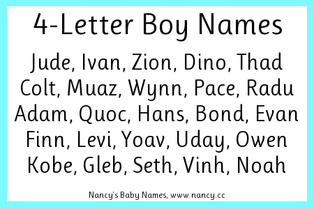 4 letter baby names boy