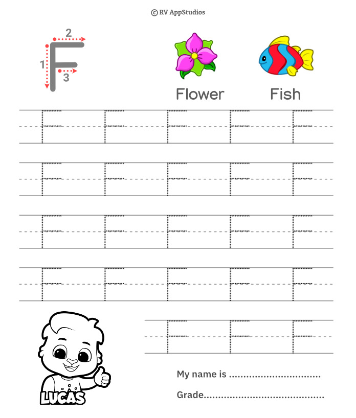 capital letter f tracing worksheets