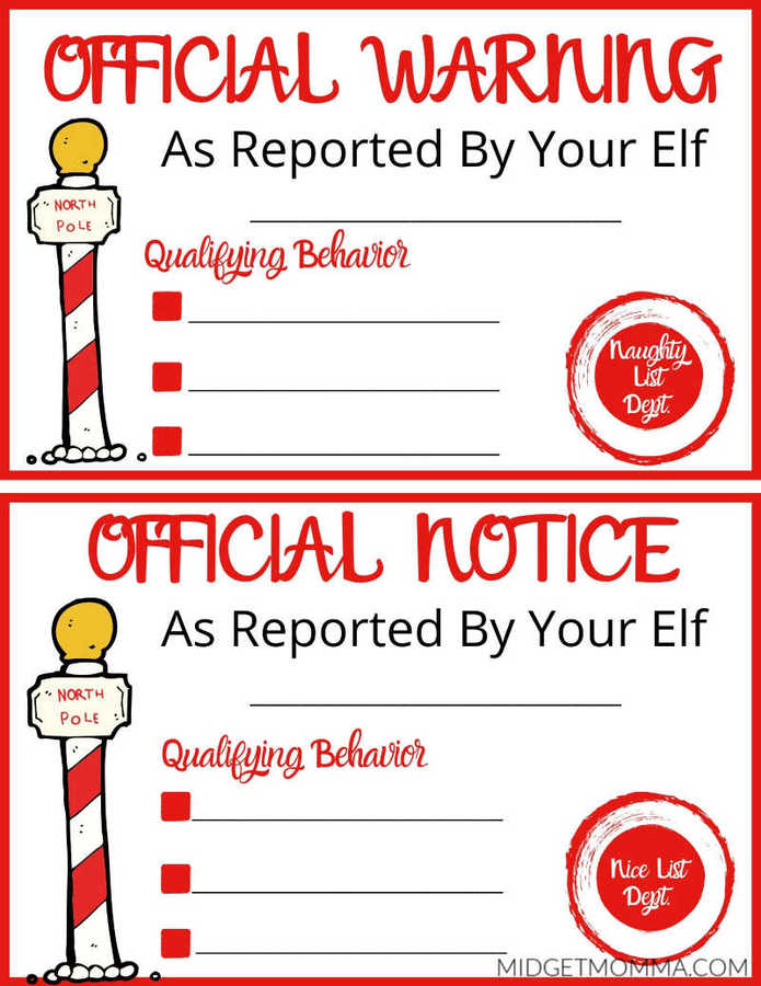 free elf on the shelf naughty letter