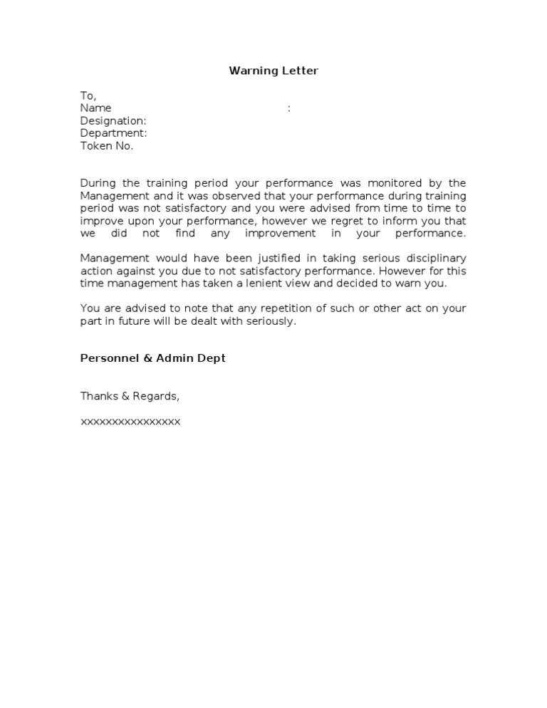 letter of concern for poor performance