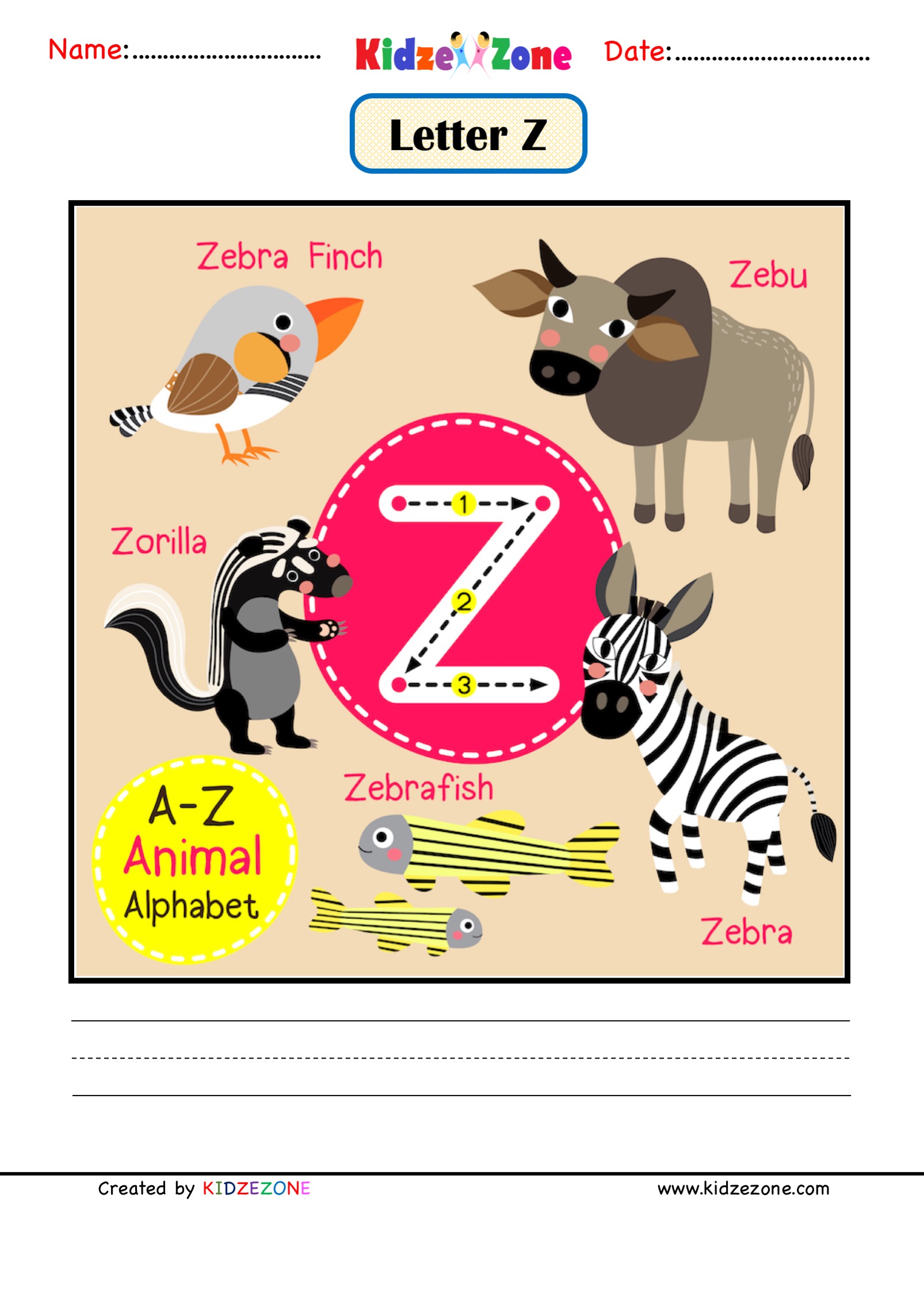 letter z pictures for kindergarten