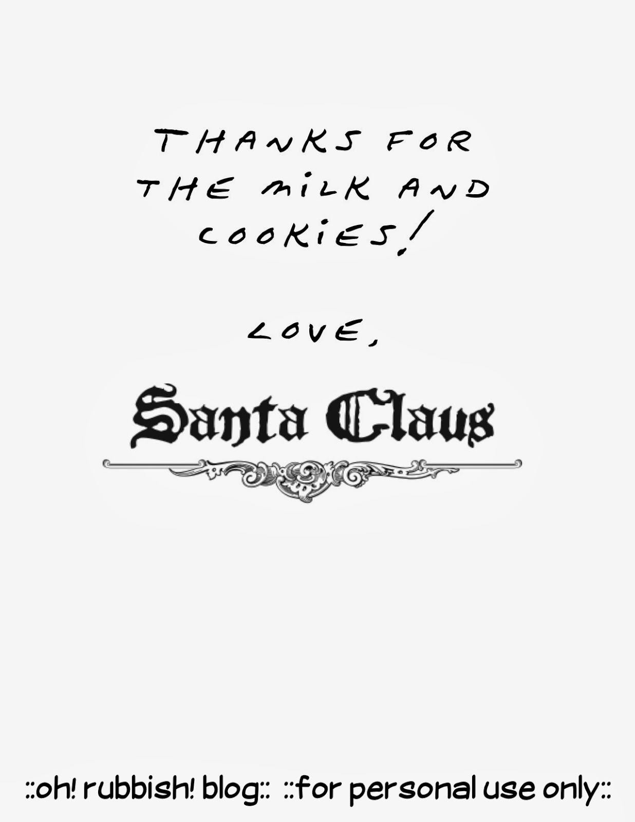 thank you letter from santa for milk and cookies