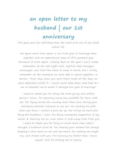 1st anniversary letter for husband