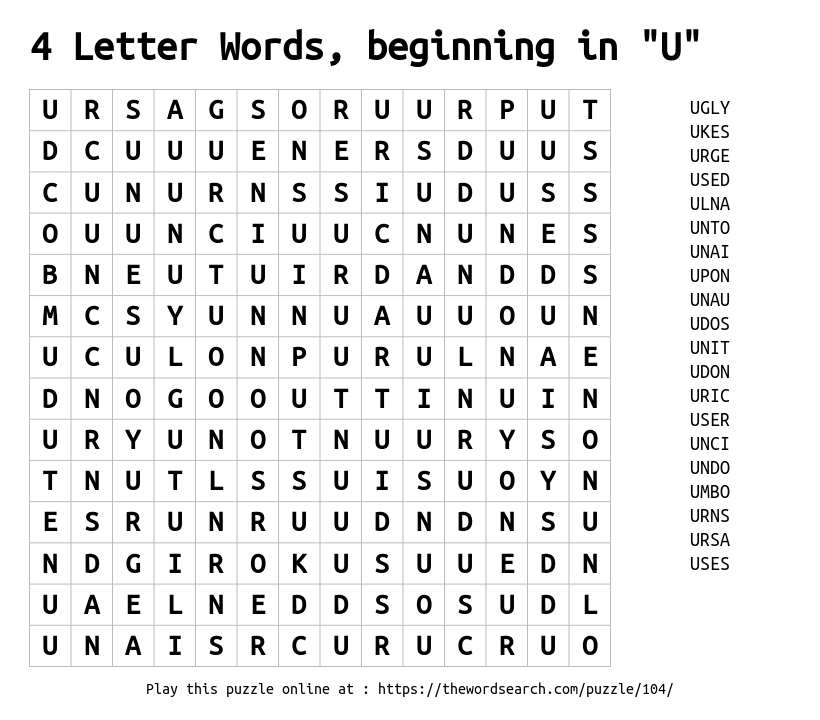 4 letter words beginning with un