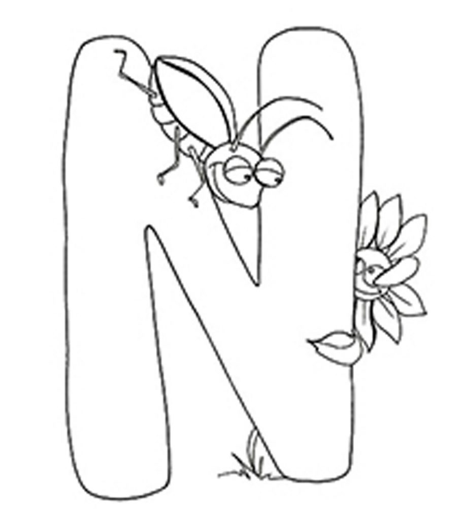 cute letter n coloring page