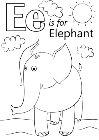 Letter E Elephant Coloring Pages