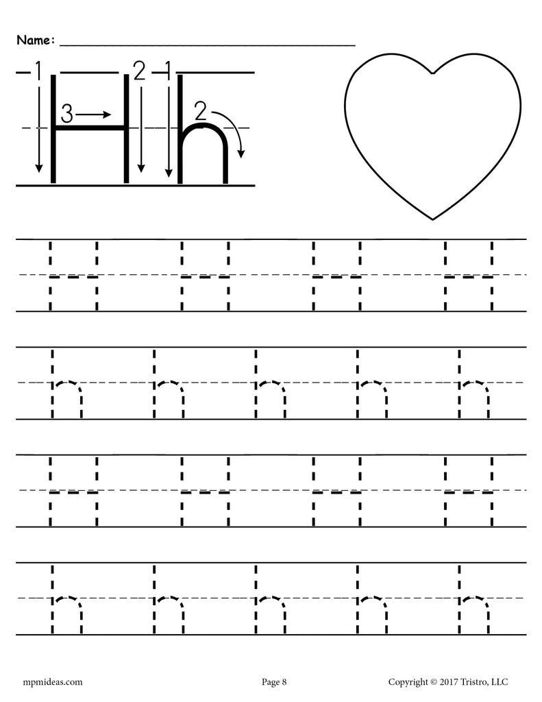 Tracing Letter H Worksheets Preschool