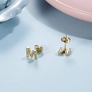letter stud earrings gold